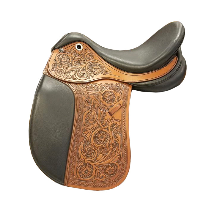 ZAYZAA {Z1-11} Dressage Treeless Saddle with Velcro Pannel and Knee Blocks