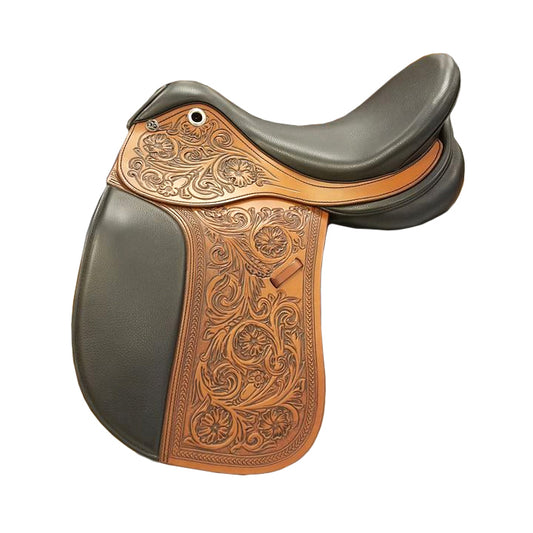 ZAYZAA {Z1-11} Dressage Treeless Saddle with Velcro Pannel and Knee Blocks