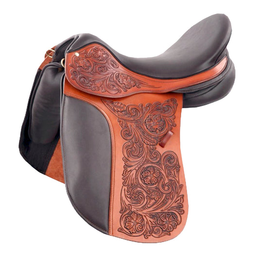 ZAYZAA {P1_30} Dressage Treeless Saddle with Velcro Pannel and Knee Blocks
